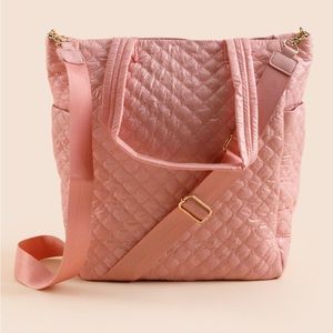 Women's Pink Nylon Quilted Tote NWT